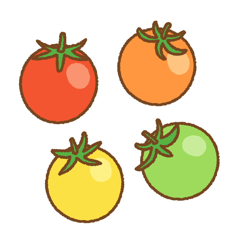 いろんな色のプチトマトのフリーイラスト clip art of color tomato