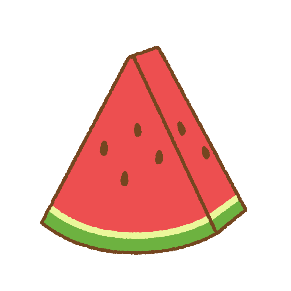 小さく切ったスイカのフリーイラスト Clip art of small cut watermelon