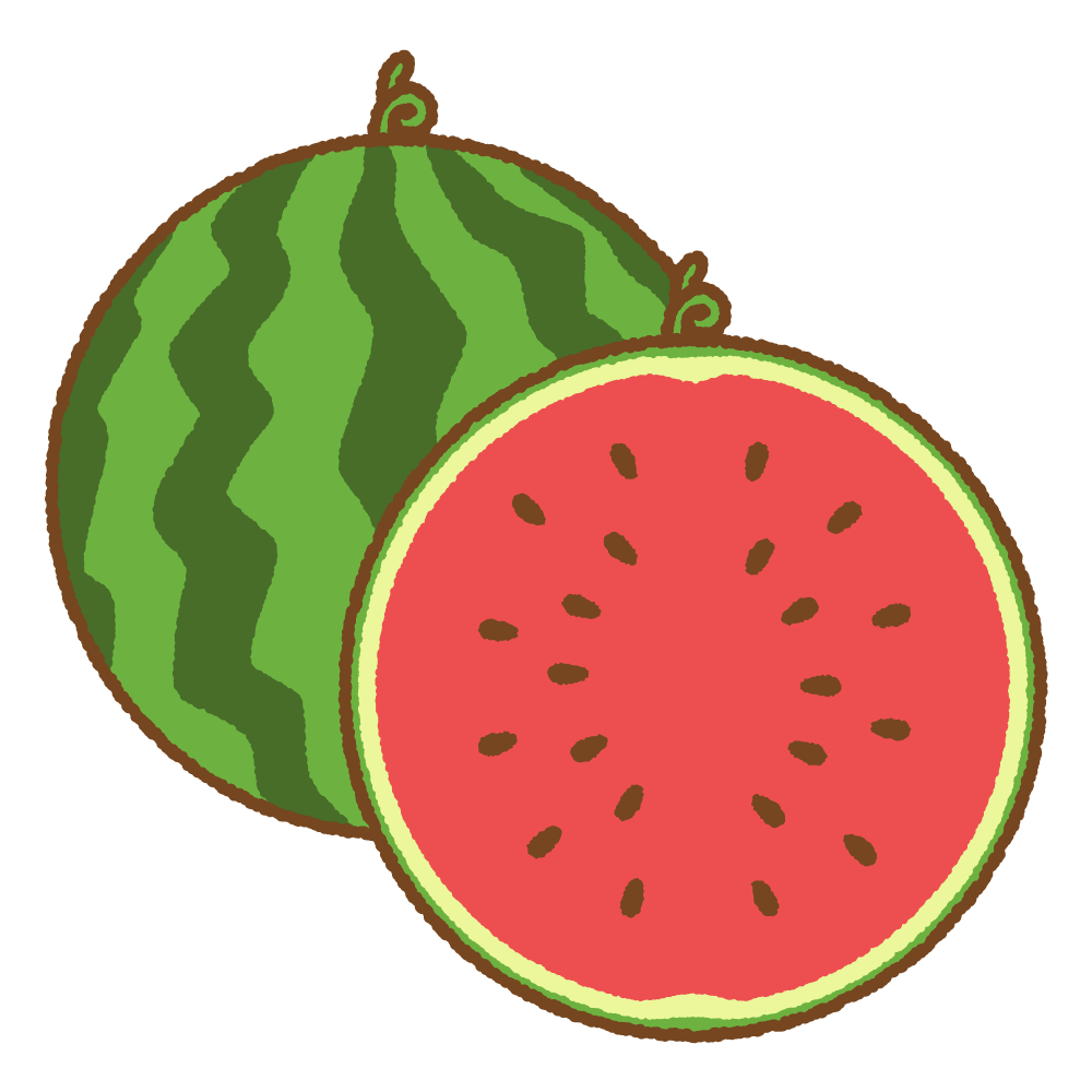 スイカのフリーイラスト Clip art of watermelon