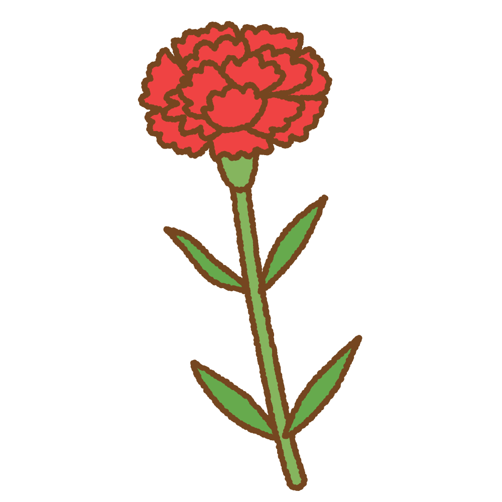 赤いカーネーションのフリーイラスト Clip art of red carnation