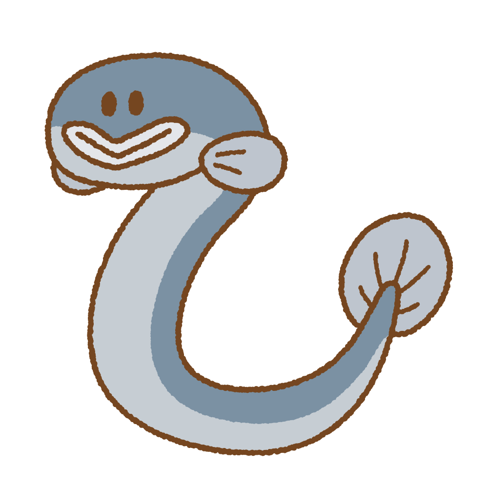 ウナギのキャラクターのフリーイラスト Clip art of eel character