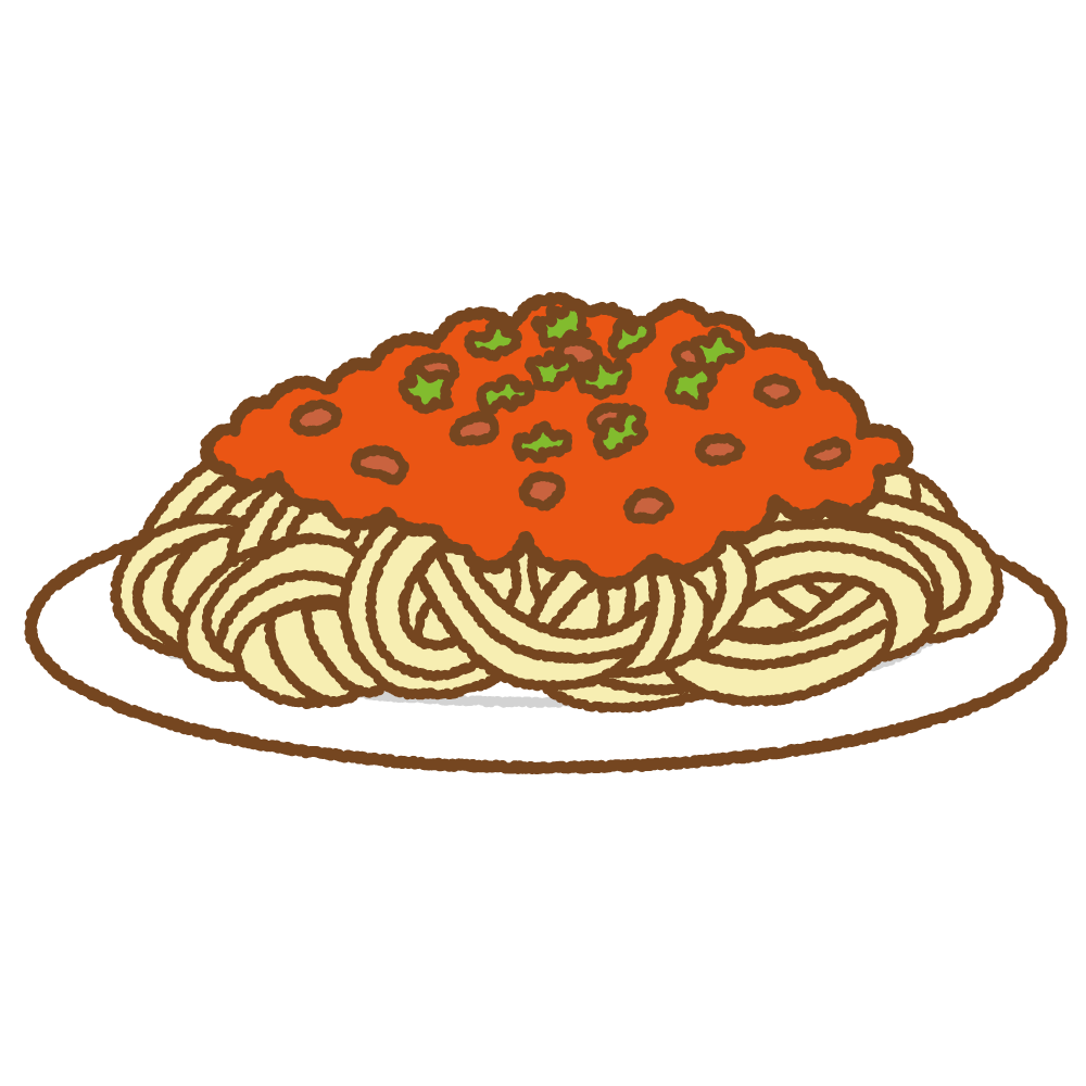 ミートソーススパゲッティのフリーイラスト Clip art of spaghetti meat sause