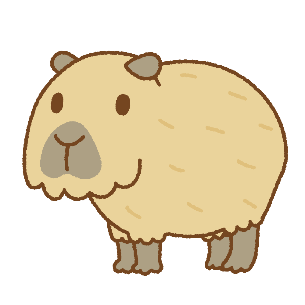 カピバラのフリーイラスト Clip art of capybara