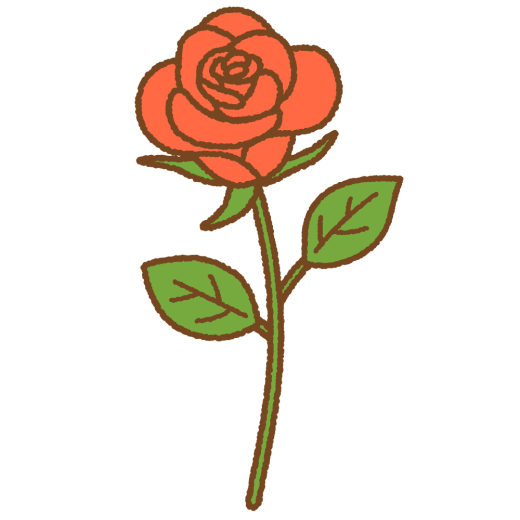 赤いバラのフリーイラスト Clip art of red rose