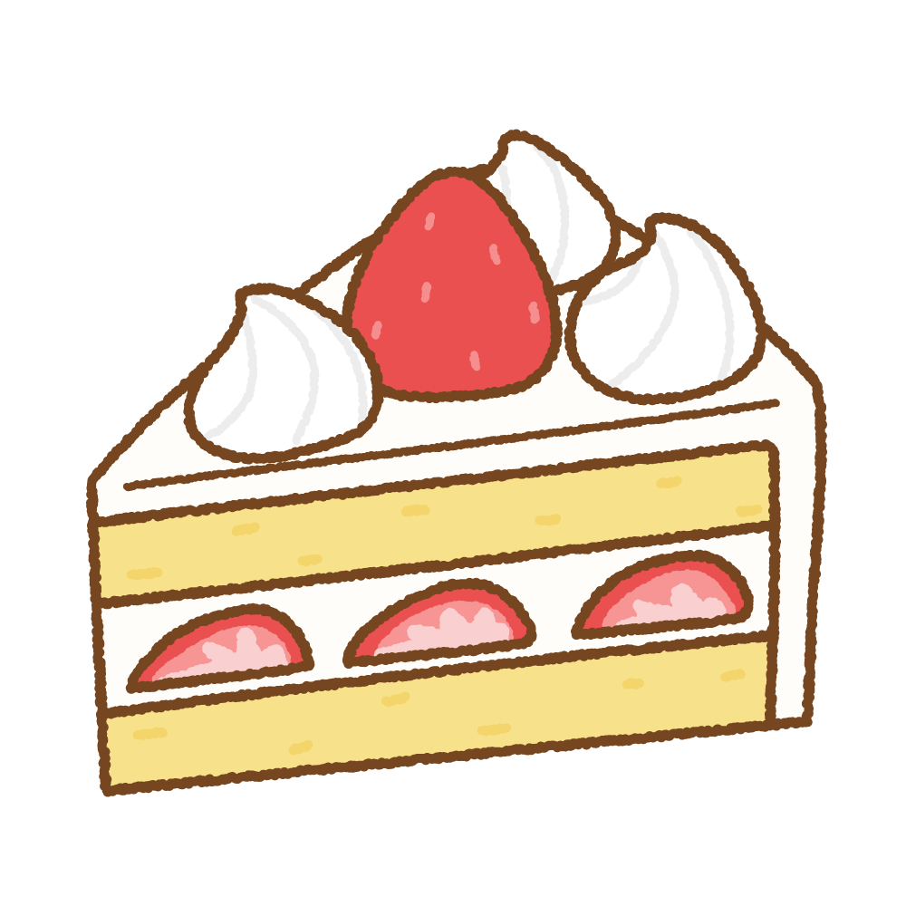 イチゴのショートケーキのフリーイラスト Clip art of shortcake strawberry