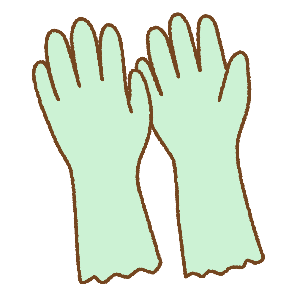 緑のゴム手袋のフリーイラスト Clip art of green bubber-glove