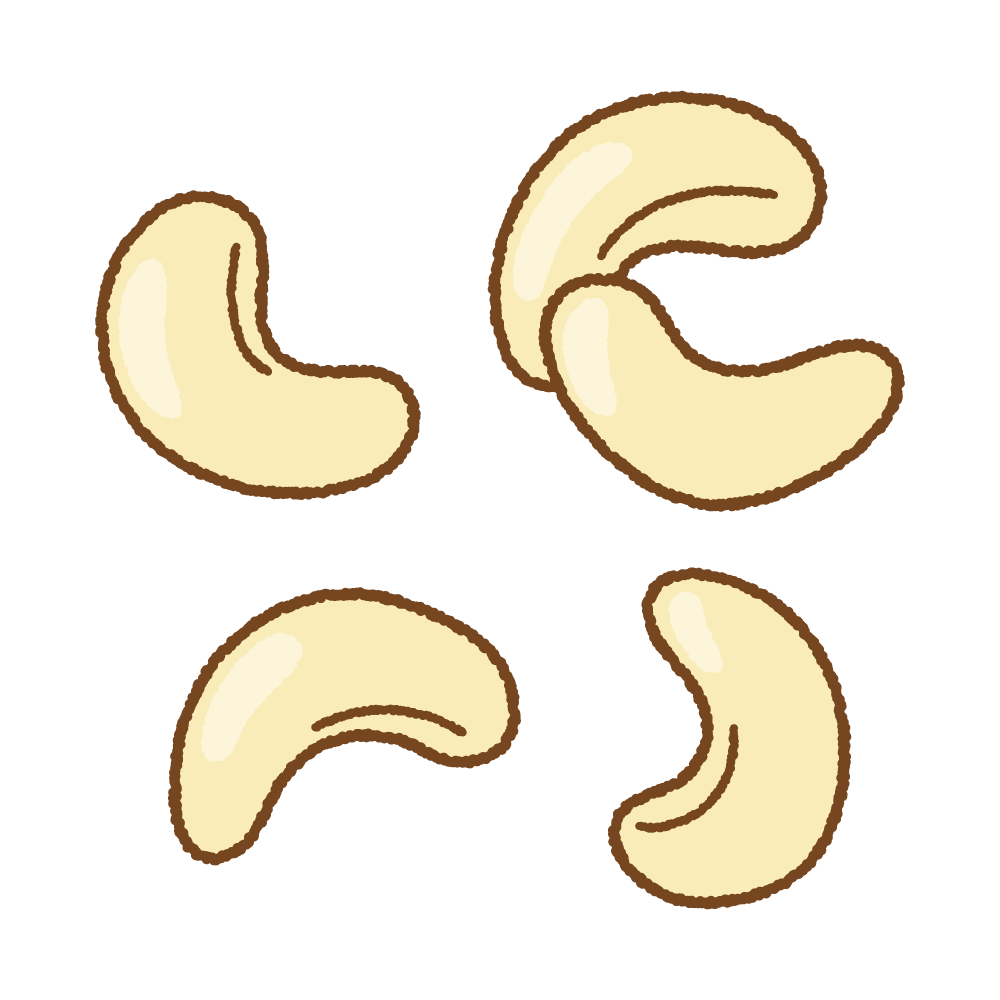 カシューナッツのフリーイラスト Clip art of cashew