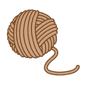 茶色の毛糸玉のフリーイラスト Clip art of brown yarn