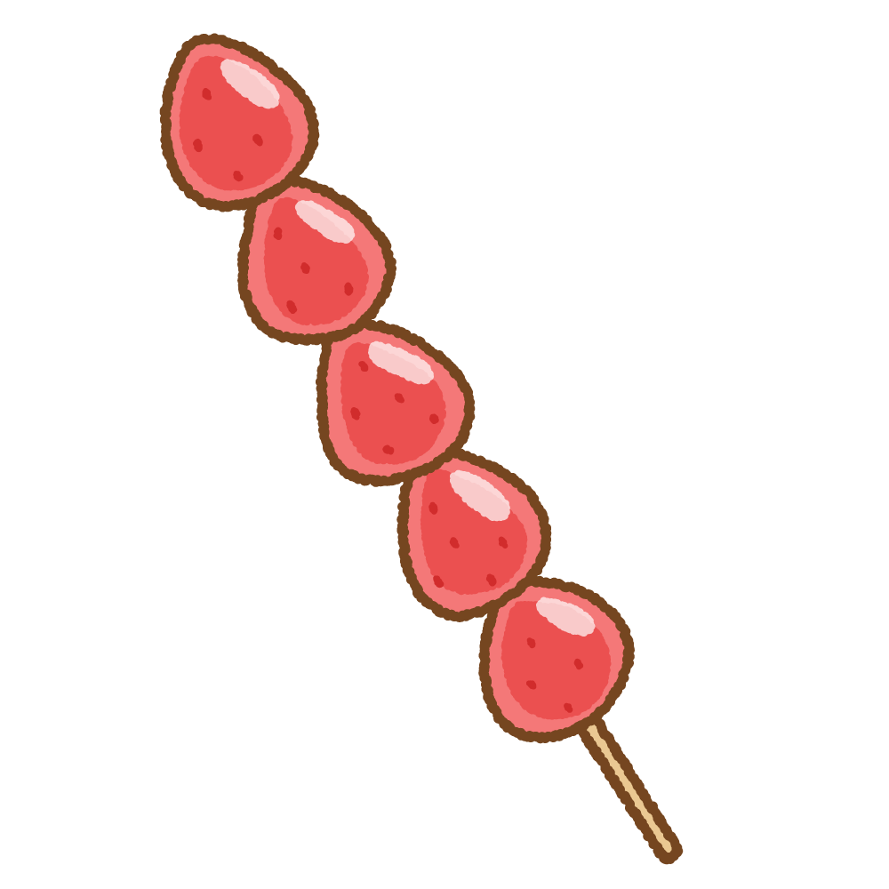 いちごのフルーツ飴のフリーイラスト Clipart of fruit-candy strawberry