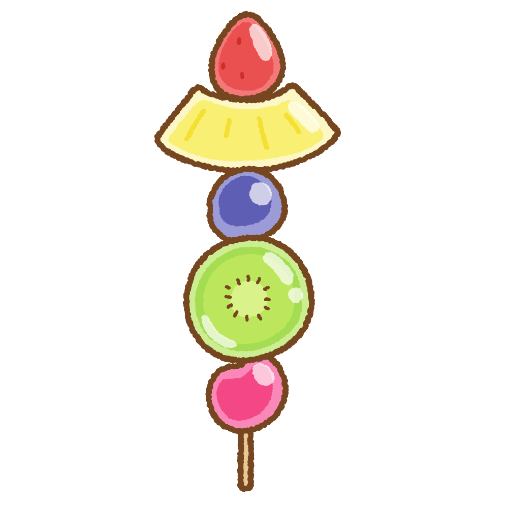 フルーツ飴のフリーイラスト Clipart of fruit-candy