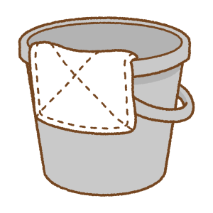 バケツと雑巾のフリーイラスト Clip art of bucket & dust cloth