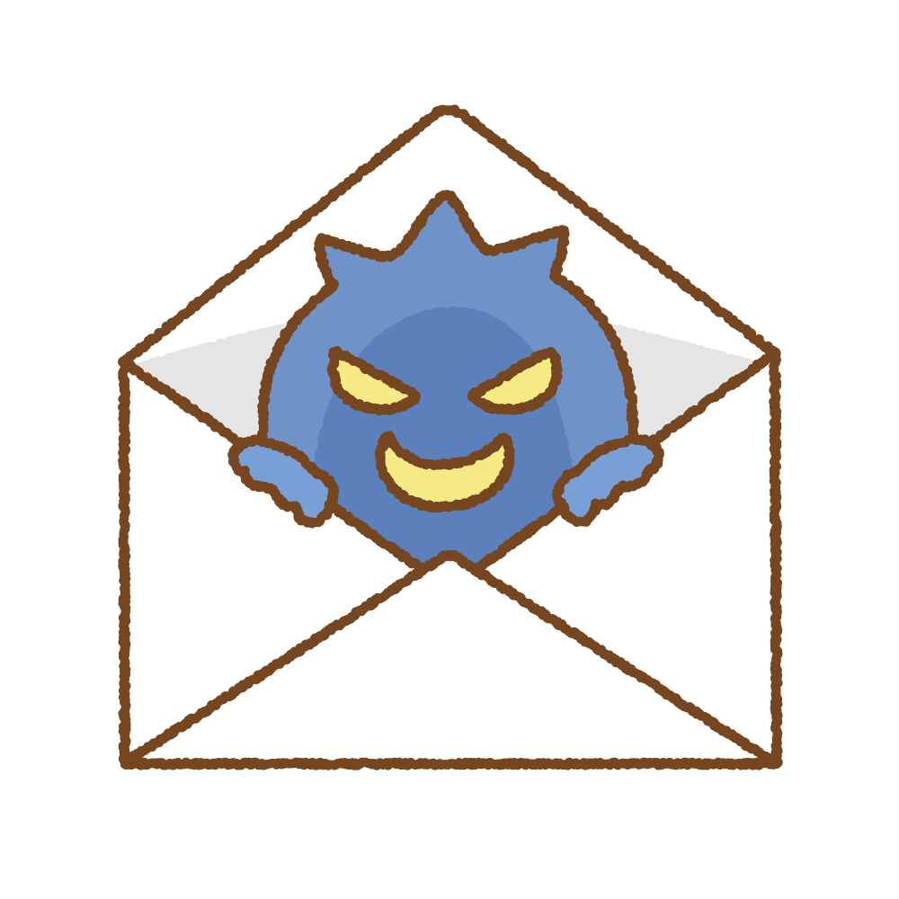 ウイルスメールのフリーイラスト Clipart of virus-mail