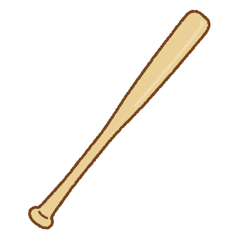 野球の木製バットのフリーイラスト Clip art of baseball wooden bat