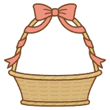 リボンが巻かれたバスケットのフリーイラスト Clip art of ribbon basket
