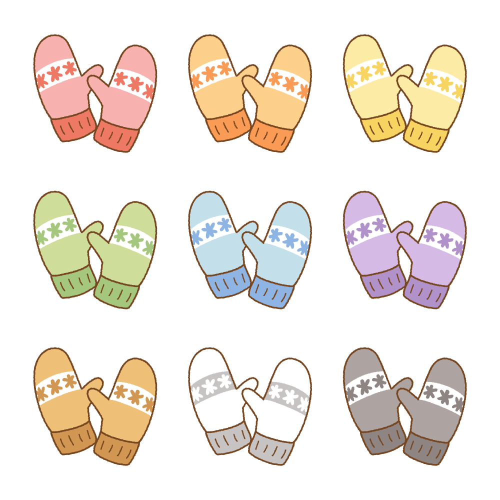 ミトン手袋のフリーイラスト Clip art of mittens