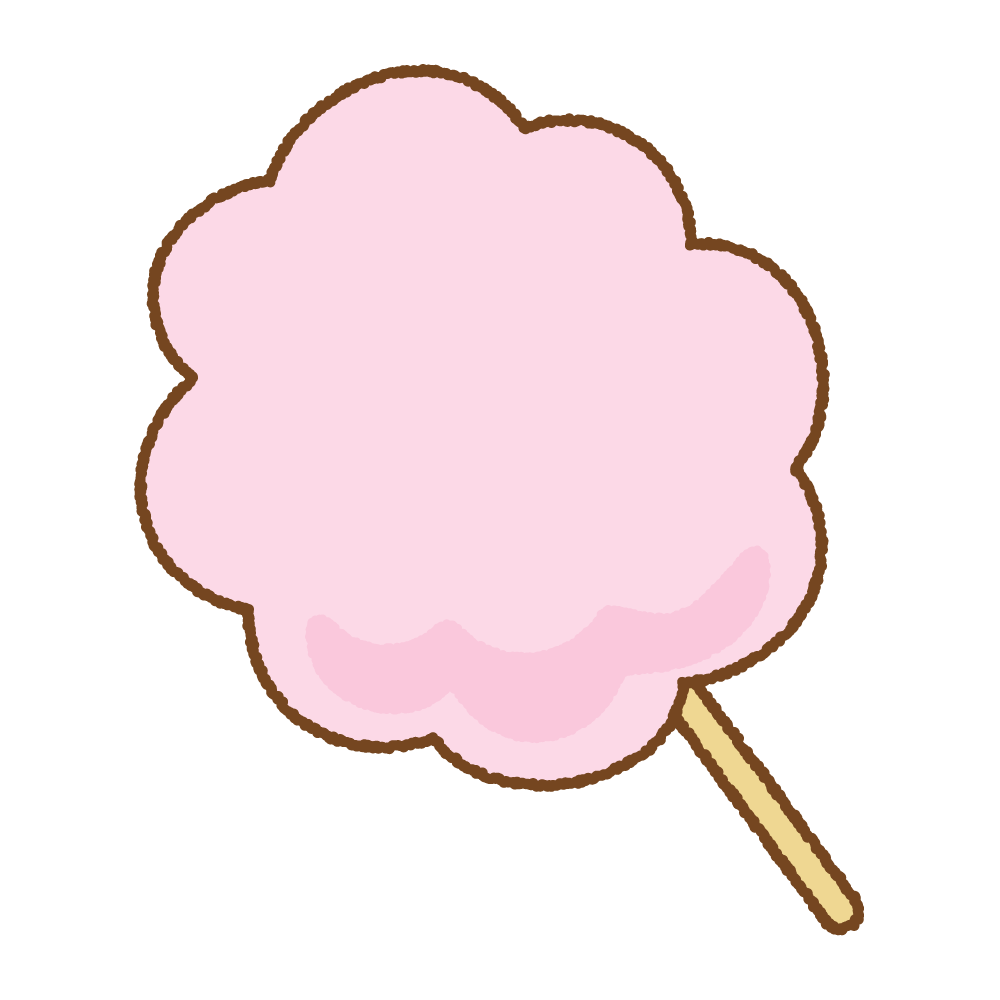 ピンクのわたあめのフリーイラスト Clip art of pink cotton candy