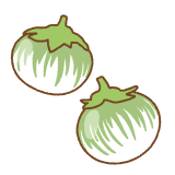緑縞の白ナスのフリーイラスト Clip art of green-white eggplant