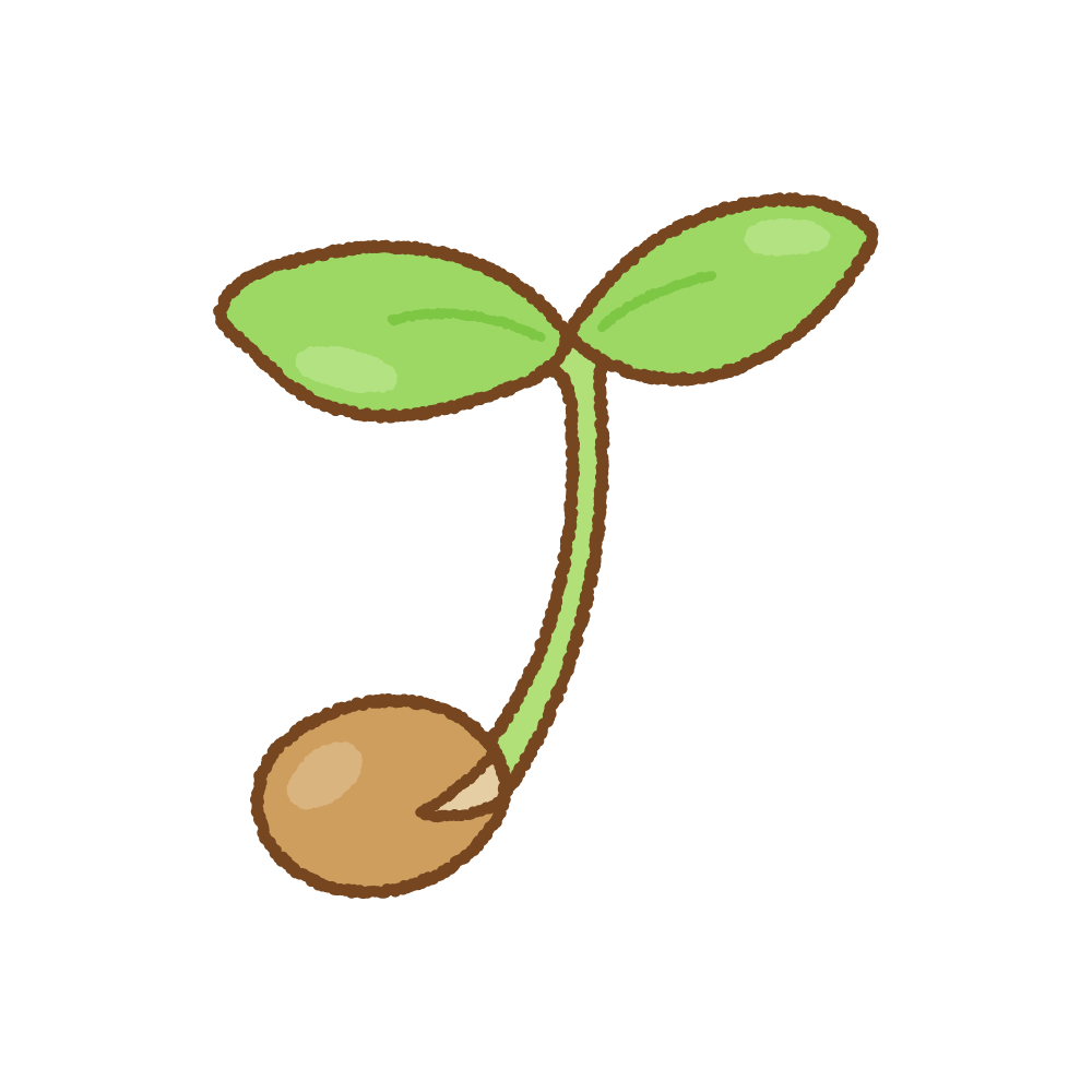 種から出た芽のフリーイラスト Clip art of sprout seed