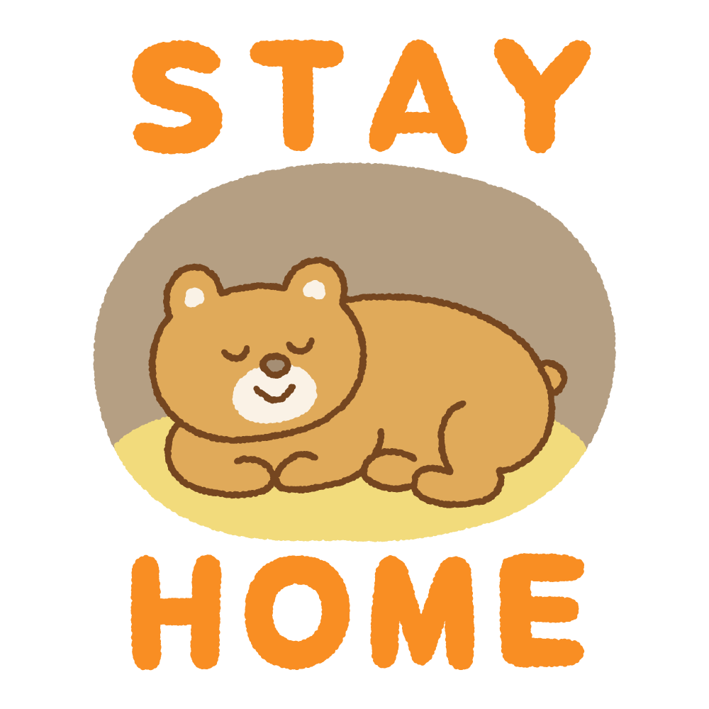 STAY HOMEのフリーイラスト（クマ） Clip art of STAY HOME bear