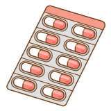 赤いカプセル薬シートのフリーイラスト Clip art of red capsule medicine sheet