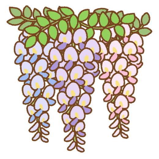 藤の花のフリーイラスト Clip art of wisteria