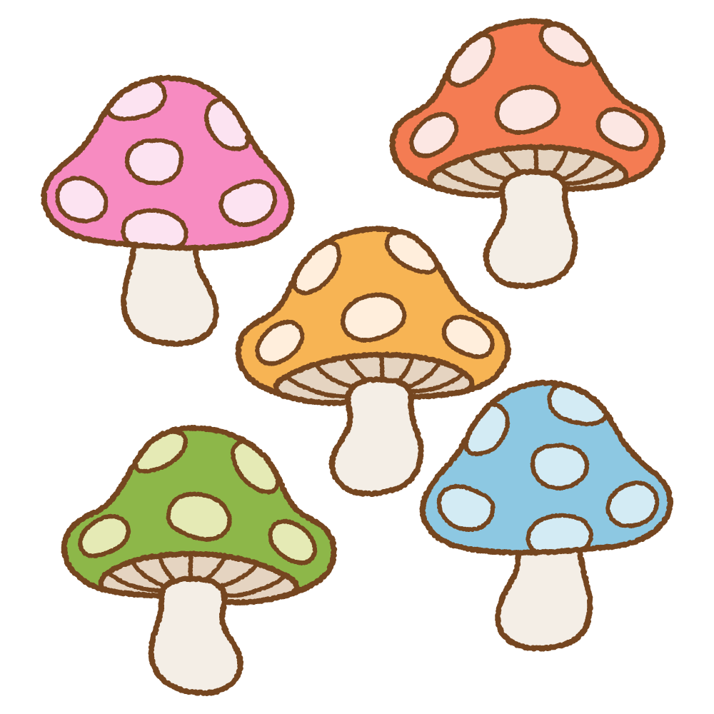 水玉キノコのフリーイラスト Clip art of mushroom-polka-dots