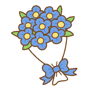 花束のフリーイラスト Clip art of blue-bouquet