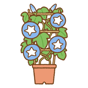 アサガオの鉢植えのフリーイラスト Clip art of morning-glory_planter