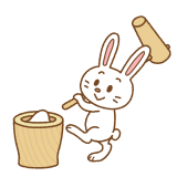 餅つきするウサギのフリーイラスト Clip art of rabbit-mochitsuki