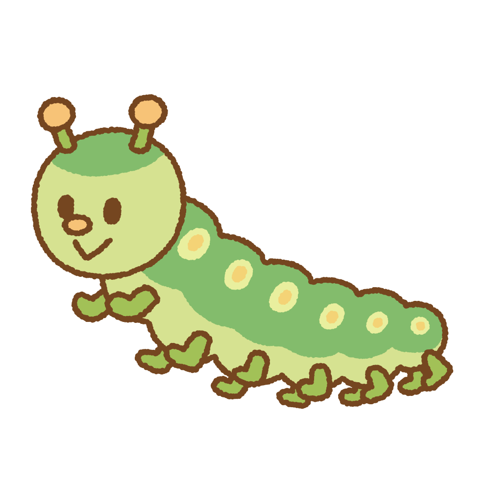 イモムシのフリーイラスト Clip art of green-caterpillar