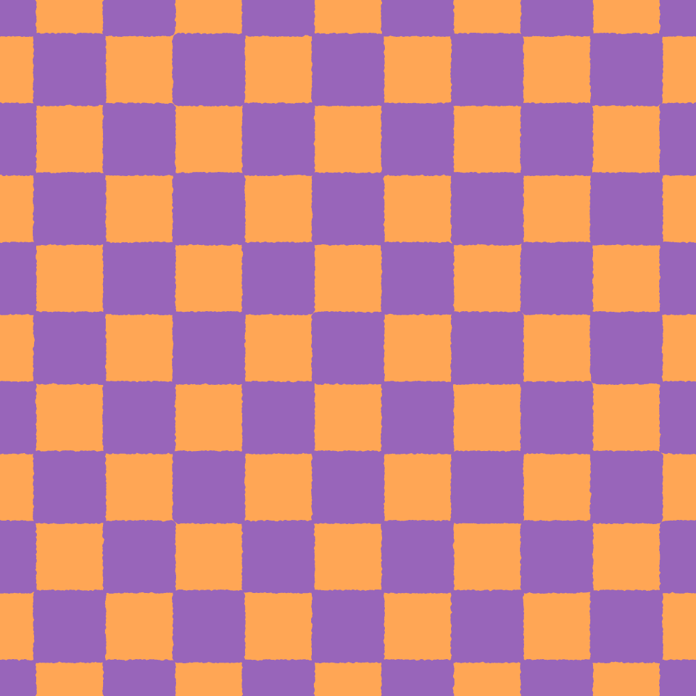 ハロウィンカラーの市松模様パターンのフリーイラスト Clip art of purple-orange ichimatsu-moyou pattern