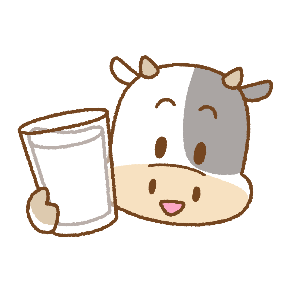 牛乳を持ったウシのフリーイラスト Clip art of cow-milk