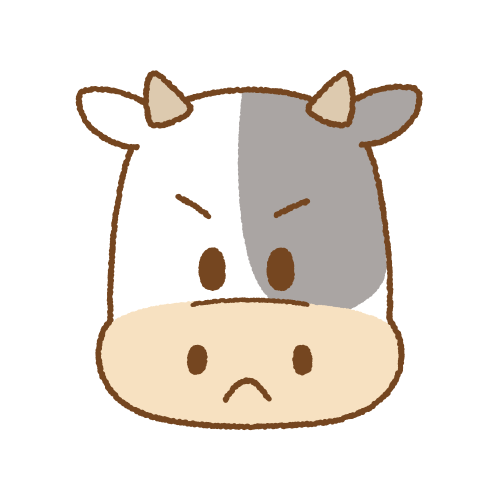 ウシの怒った顔のフリーイラスト Clip art of cow angry face