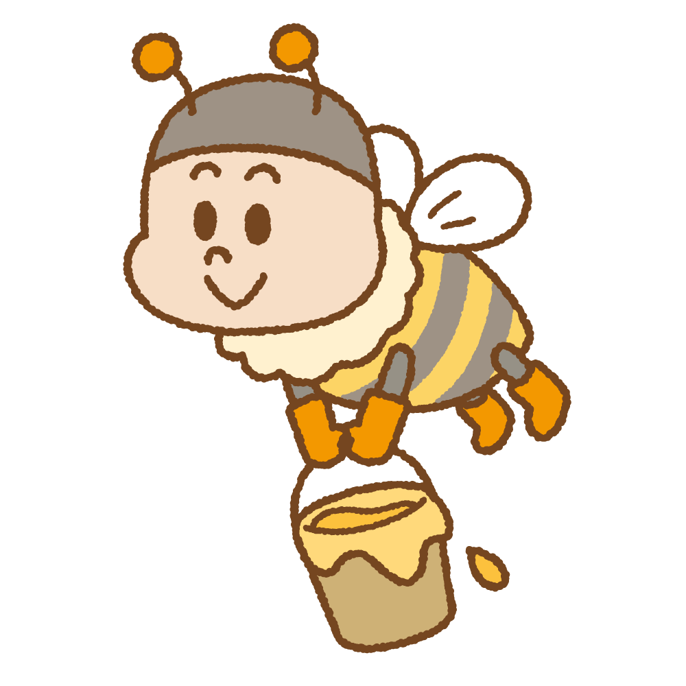 ミツバチのキャラクターのフリーイラスト Clip art of honeybee-character