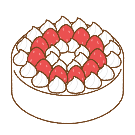 イチゴのショートケーキのイラスト（ホール）