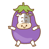 ナスのコスプレをした丑のフリーイラスト Clip art of eggplant-costume-cow