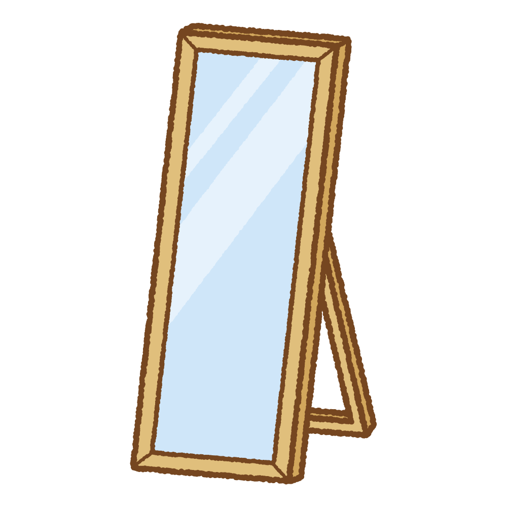 姿見のフリーイラスト Clip art of  full length mirror