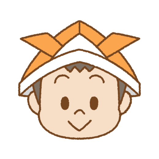 折り紙カブトをかぶった子供のイラスト