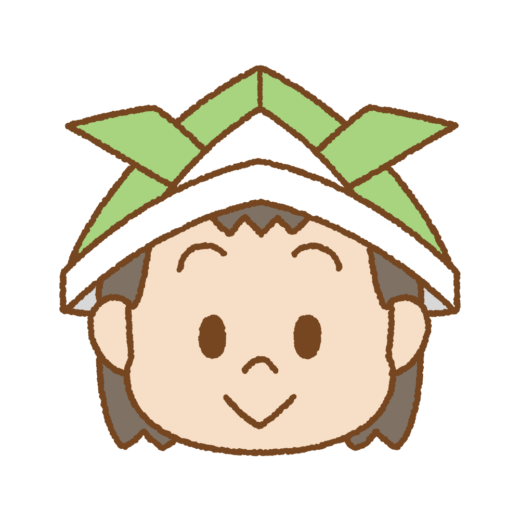 折り紙カブトをかぶった子供のイラスト