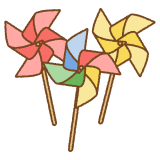 かざぐるまのフリーイラスト Clip art of pinwheels