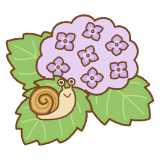 アジサイとカタツムリのフリーイラスト Clip art of snail hydrangea