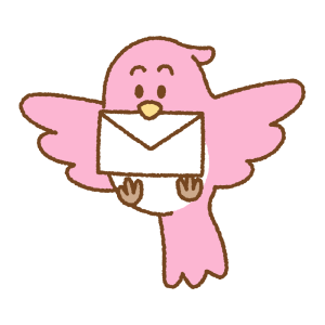 手紙をくわえた鳥のフリーイラスト Clip art of flying bird letter