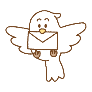 手紙をくわえた鳥のフリーイラスト Clip art of flying bird letter