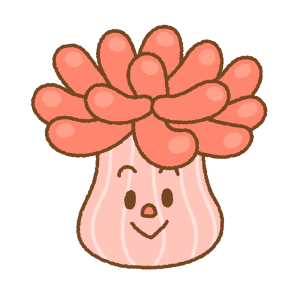 イソギンチャクのキャラクターのフリーイラスト Clip art of sea-anemone character