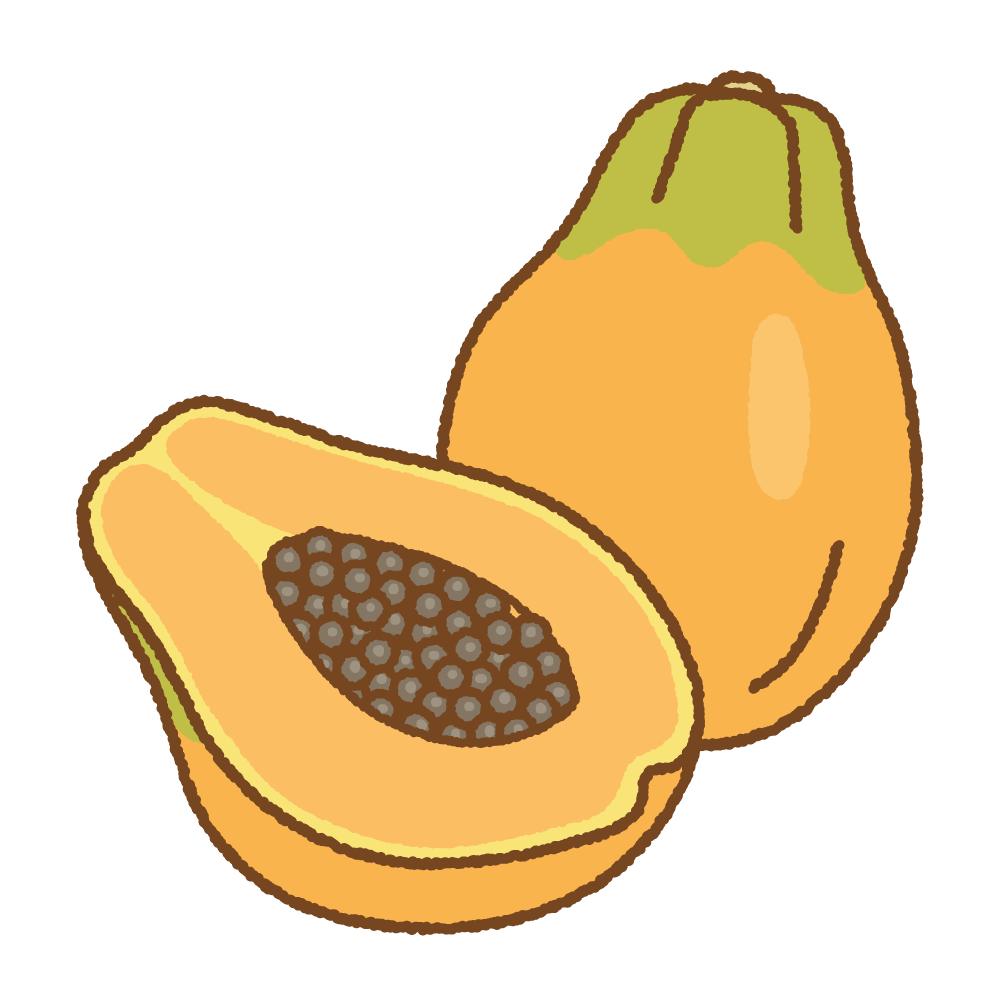 パパイヤのフリーイラスト Clip art of papaya