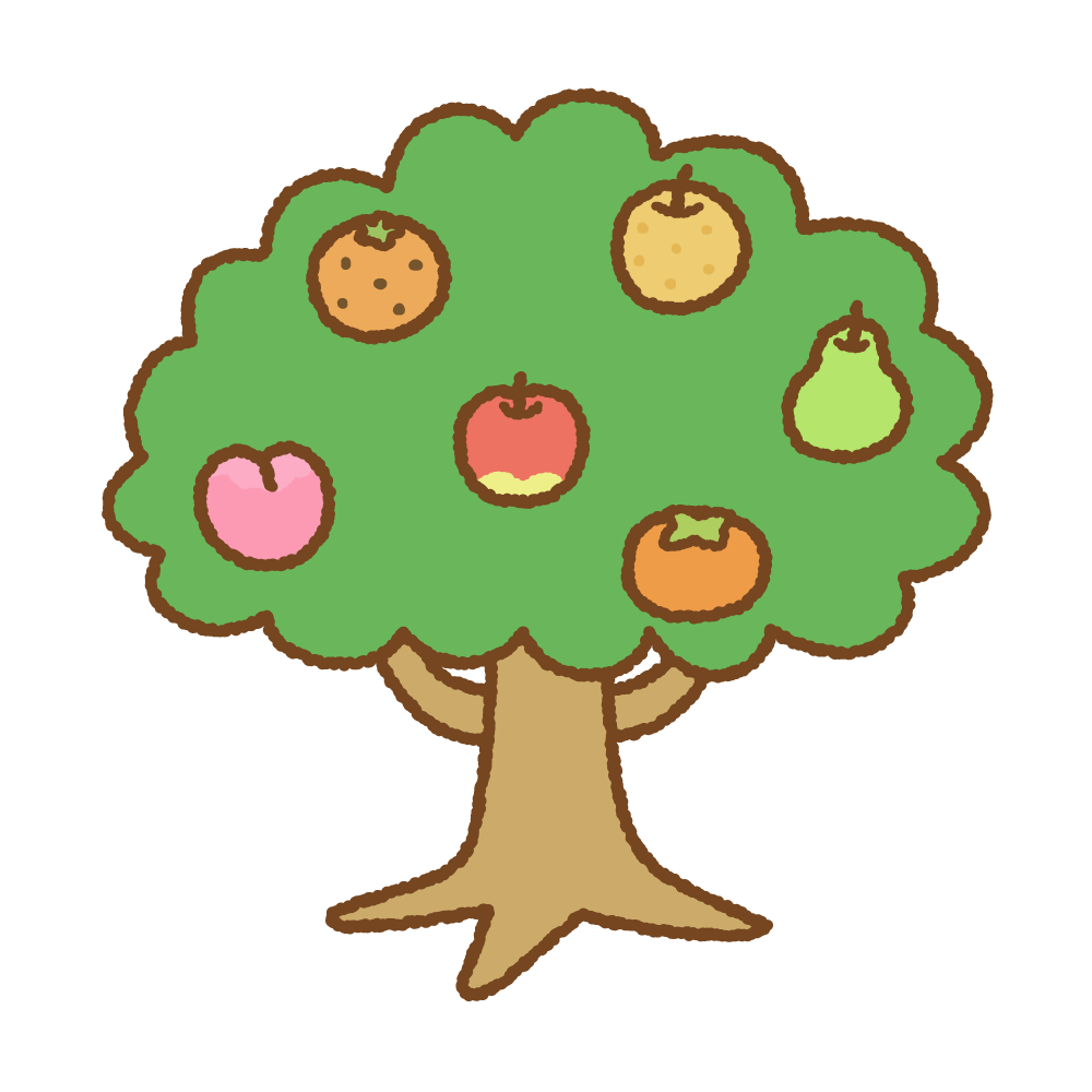 フルーツの木のフリーイラスト Clip art of fruit-tree
