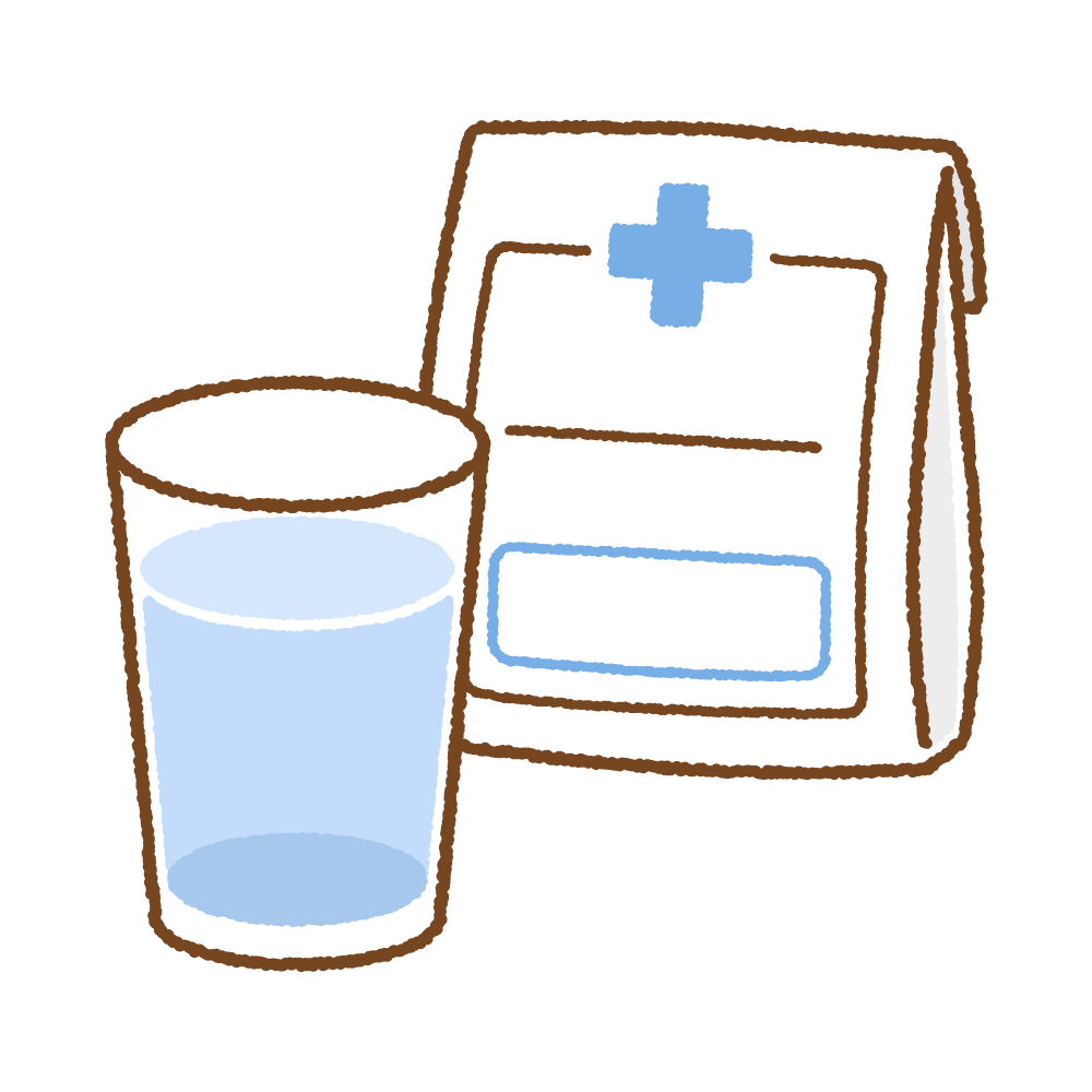 薬と水のフリーイラスト Clip art of medicine-n-water