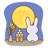 お月見するウサギのイラスト