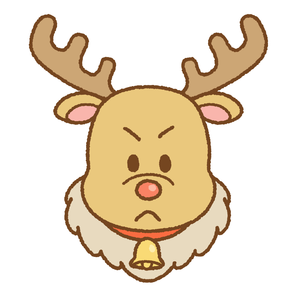 トナカイの顔のフリーイラスト Clip art of xmas-reindeer-face