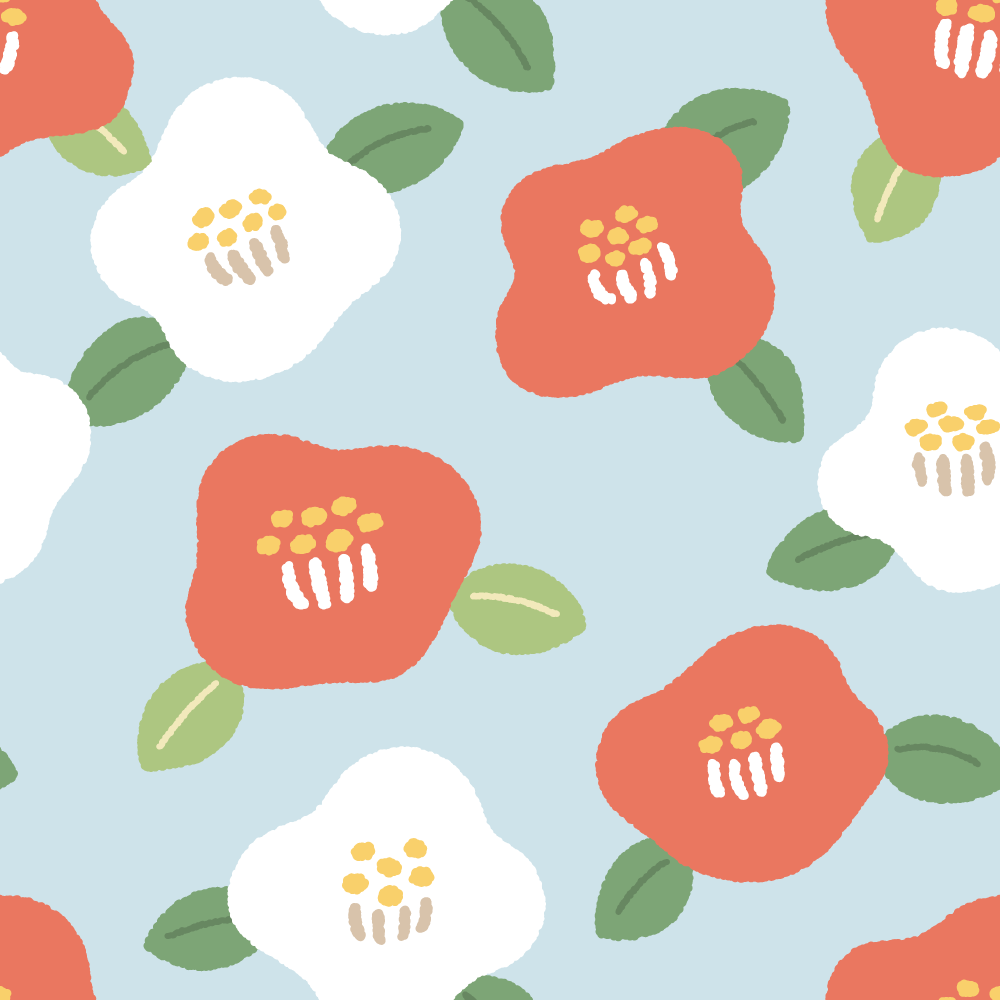 ツバキ柄のパターン素材のフリーイラスト Clip art of camellia-pattern